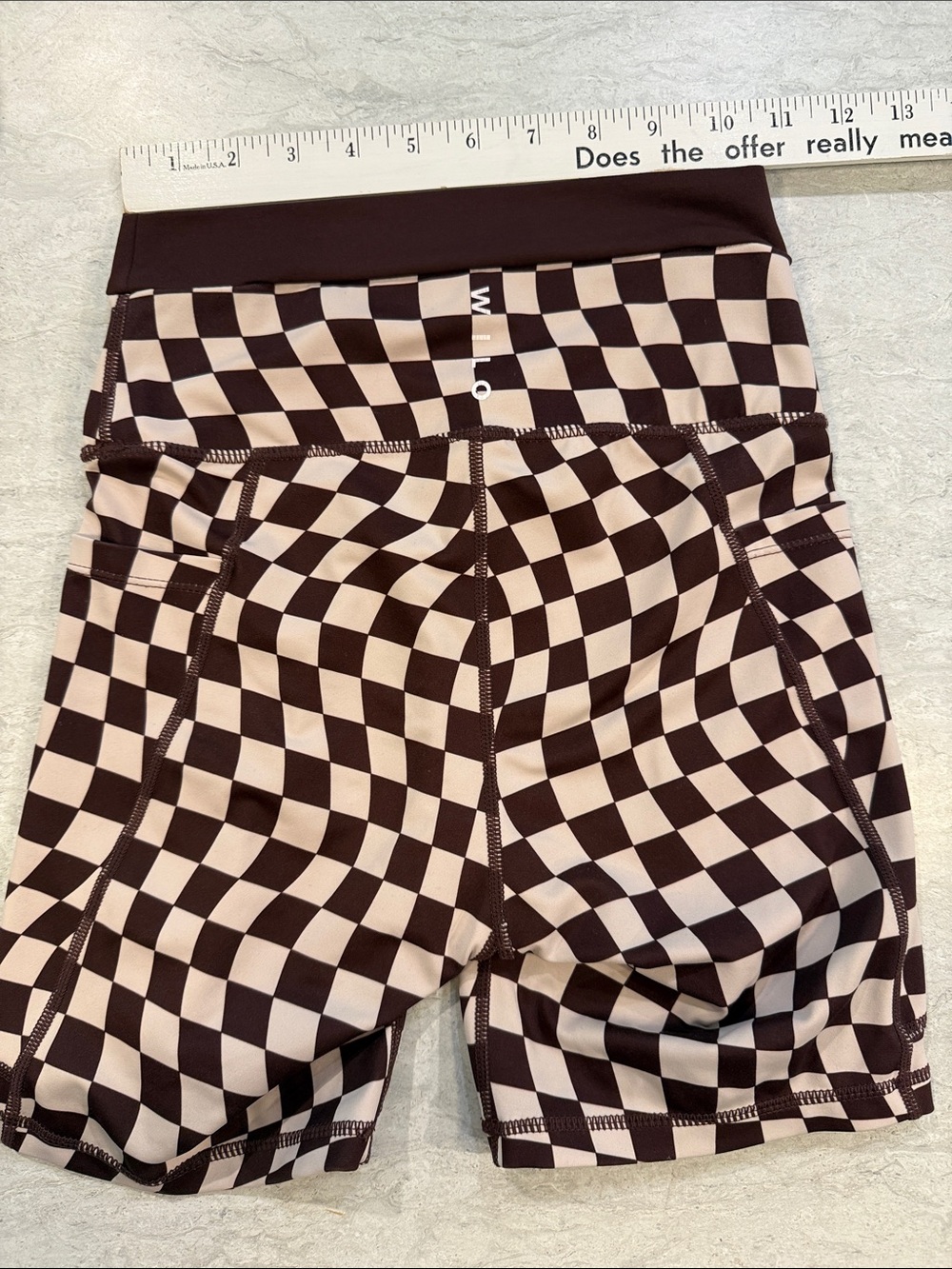 Checkerboard Bike Shorts with Vertical Logo